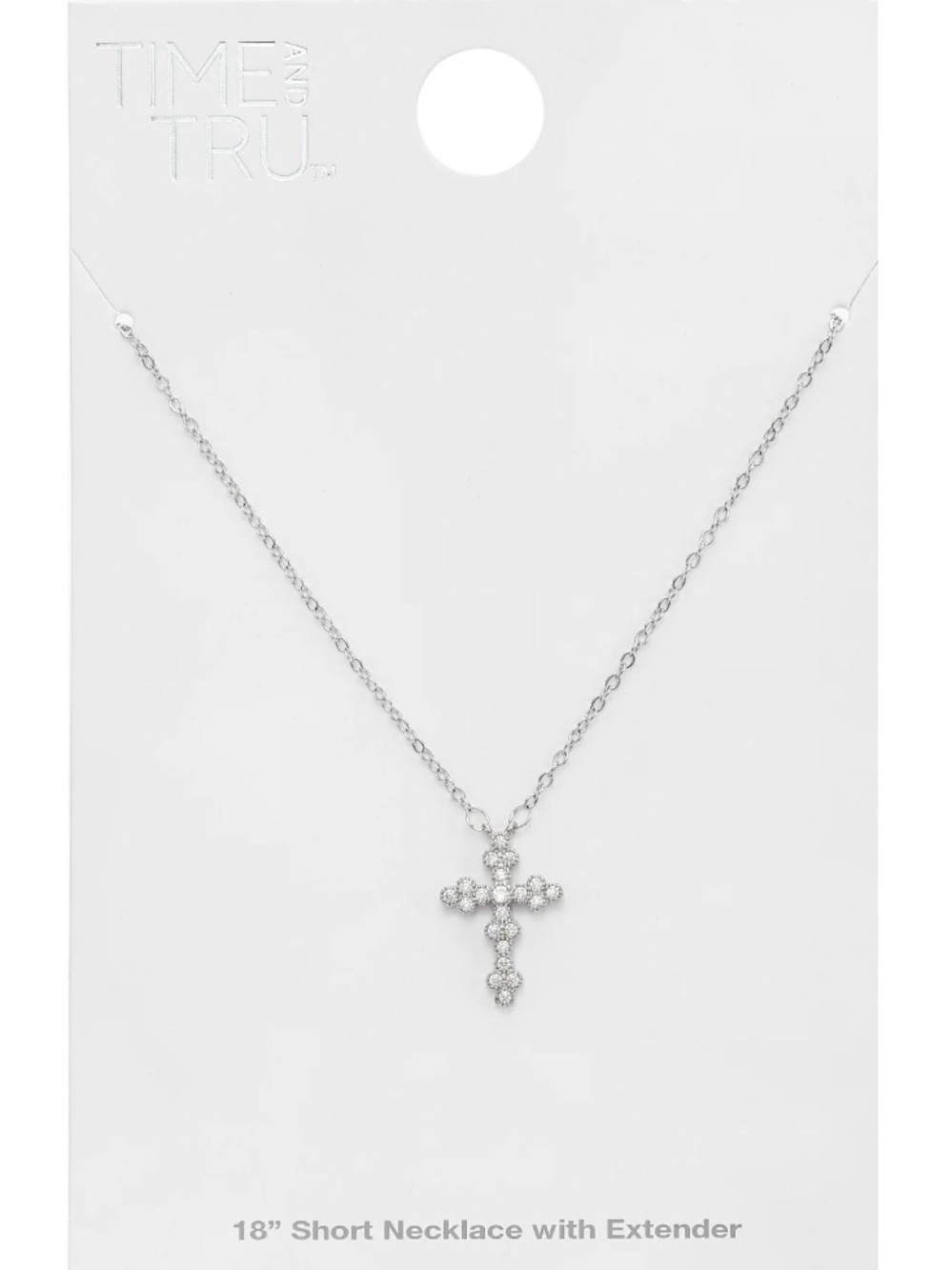 Silver-Tone Crystal Cross Necklace
